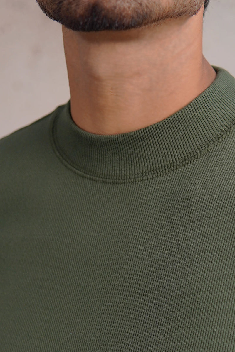 Earthy Green Mock Neck Sweatshirt