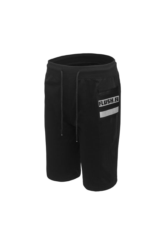 Flush Sports Athletic Gym Outdoor Running Terry Shorts With Secure Zipper Pocket Black