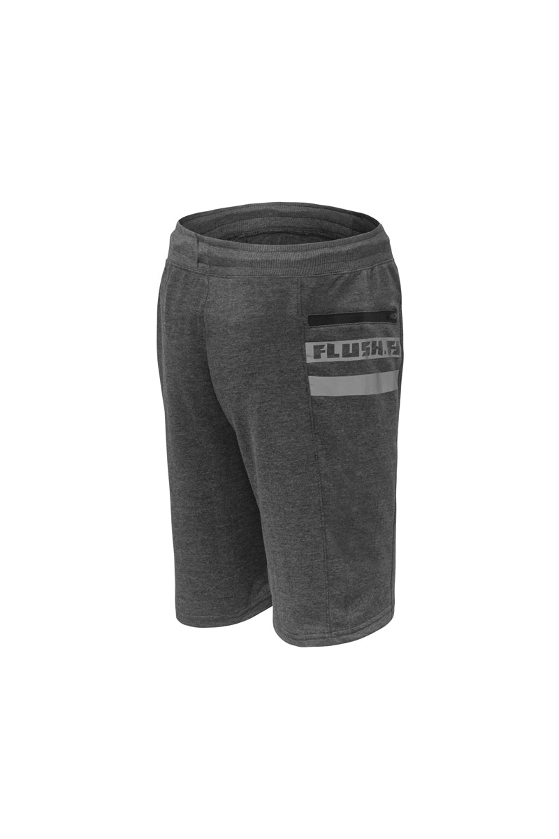Flush Sports Athletic Gym Outdoor Running Terry Shorts With Secure Zipper Pocket Charcoal