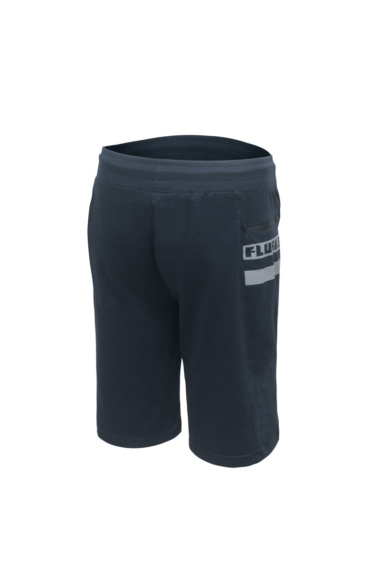 Flush Sports Athletic Gym Outdoor Running Terry Shorts With Secure Zipper Pocket Navy Blue