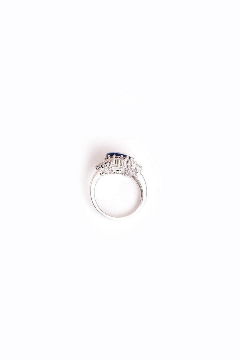 Silver And Navy Jewel Ring