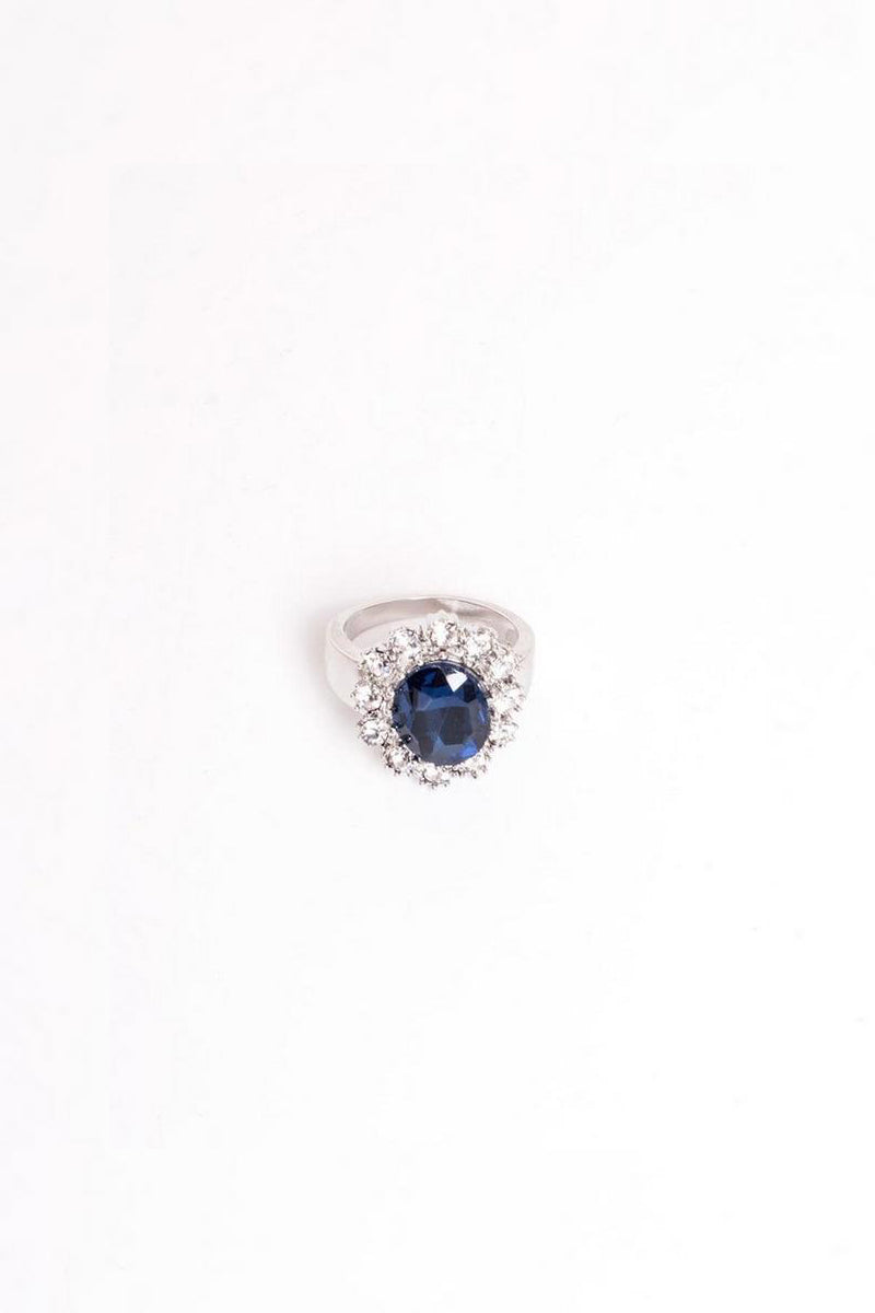 Silver And Navy Jewel Ring