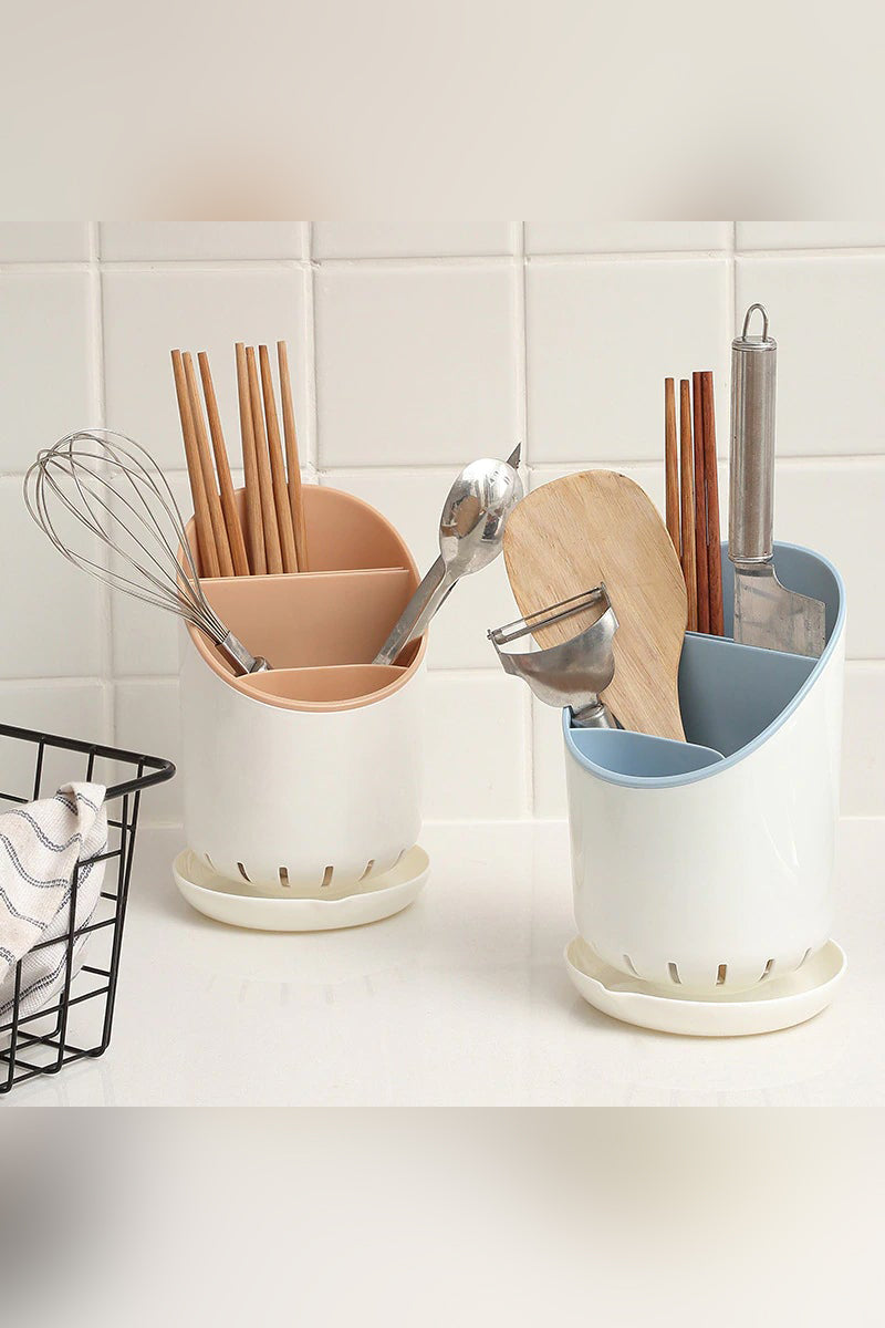 Cutlery Drainer And Organizer With Water Drainer Random Color