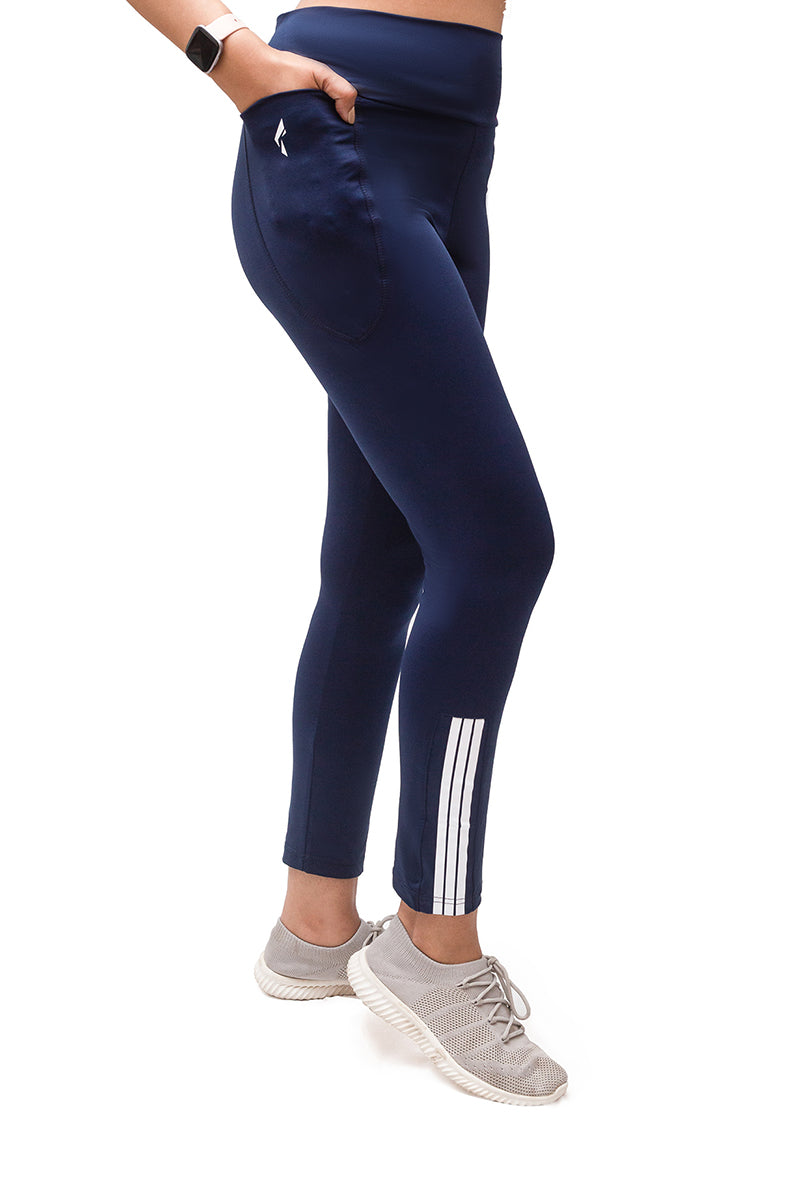 Flush Women’s Yoga Pants with Pockets High Waisted 4 Ways Stretch Sports Workout Running Yoga Athletic Leggings Blue