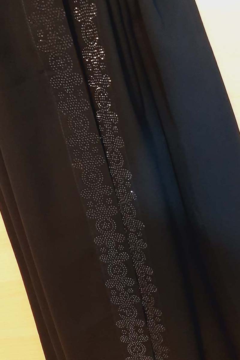Abaya Large Shawl , Embroided - Black - BGS02
