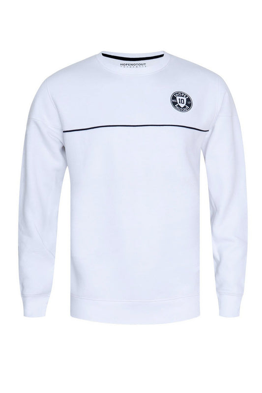 White Sweat Shirt with Black Piping HMSSW210001