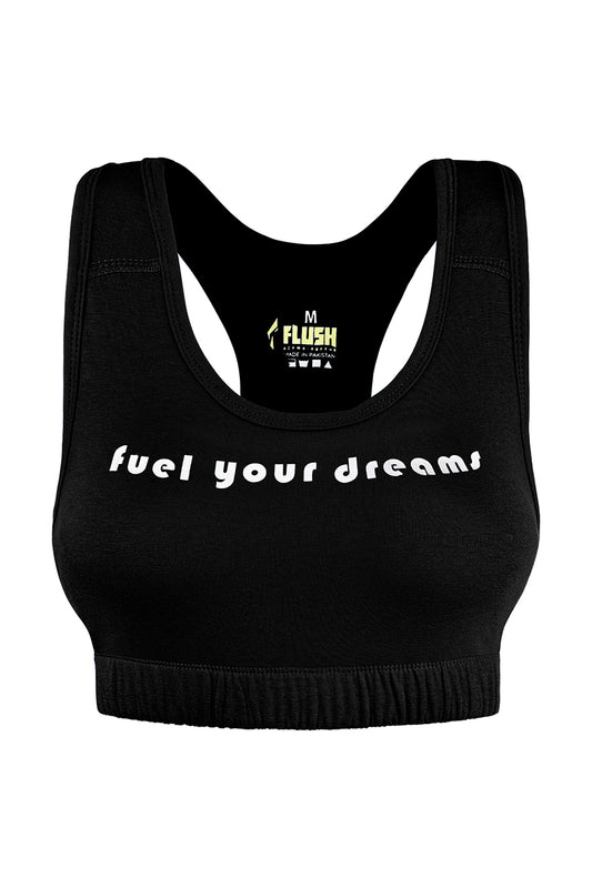 Flush Women's Seamless Sports Bra, Support for Yoga Gym Black