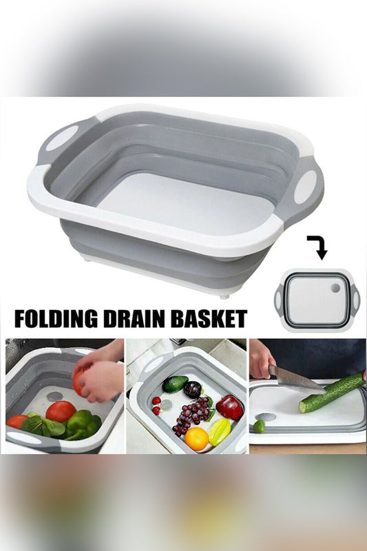 3 IN 1 MULTI-FUNCTION: Foldable Chopping Board/ Drain Basket