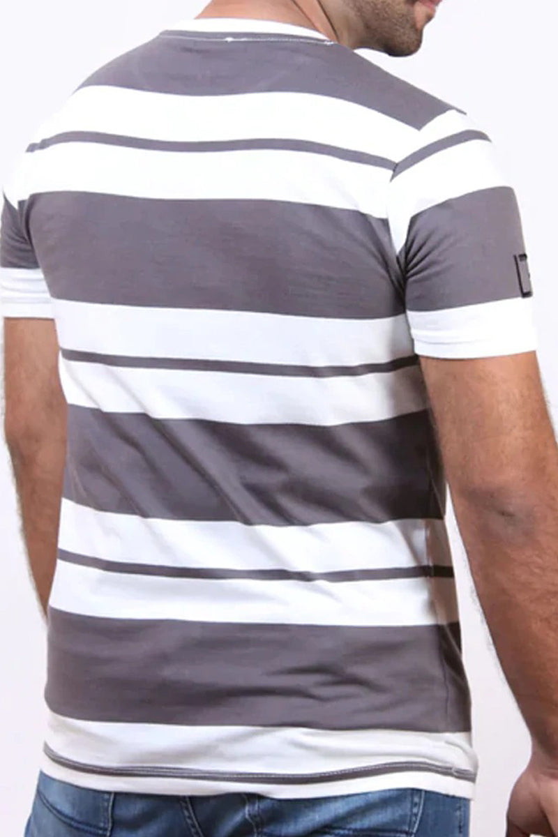 T-Shirt Grey and White Striper - Mens