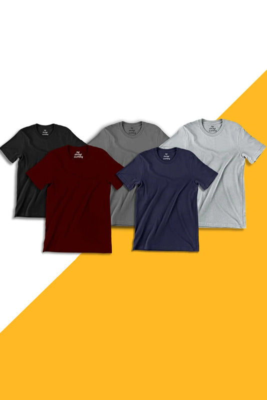 Pack-Of-5-Round-Neck-Half-Sleeves-T-Shirts-1