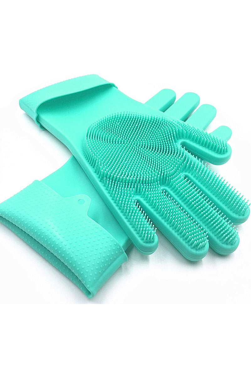 Soft Silicon Dish Scrubber Gloves - Random Color