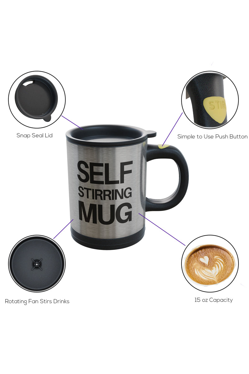 Self Stirring Automatic Tea and Coffee Mug 350ml Silver