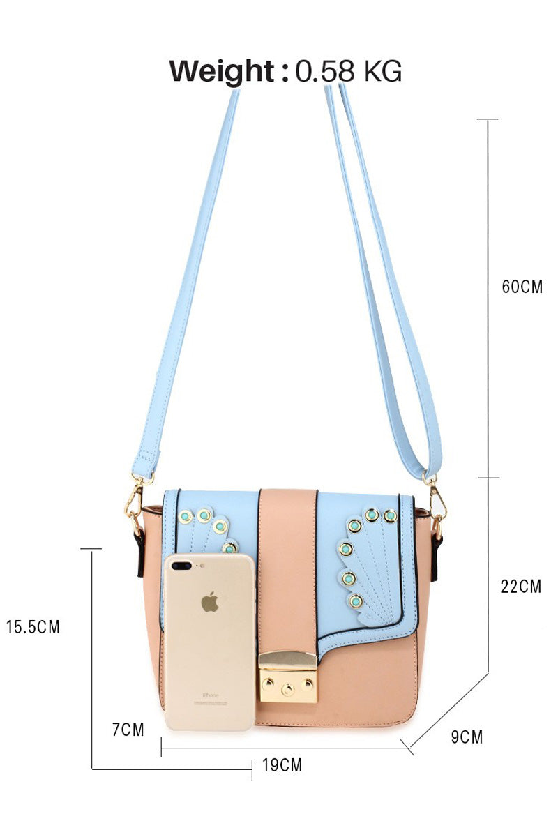 AG00628 - Pink / Blue Cross Body Shoulder Bag