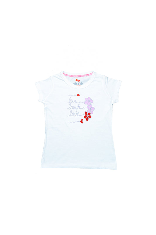 AllureP Girls T-Shirt Flower White