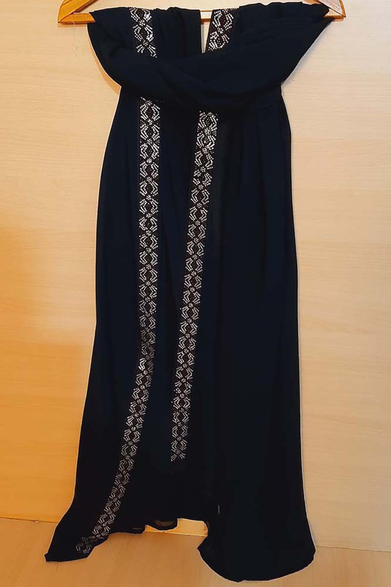 Abaya Large Shawl , Embroided - Black - BGS01