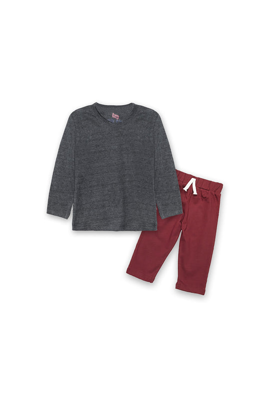 AllureP T-shirt Charcoal Maroon Trousers