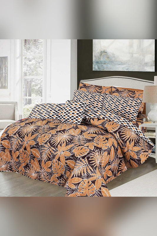 Brown Leaves - 6 Pcs Summer Comforter Set (Light Filling)