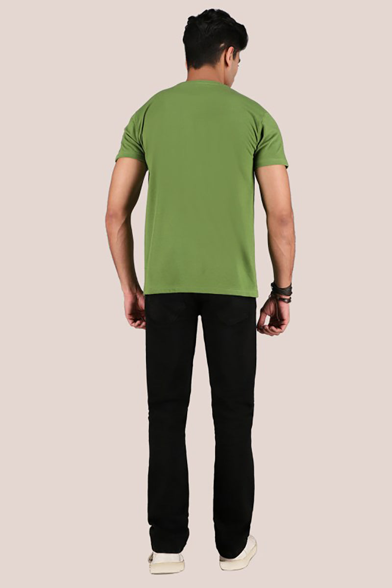Basic Green Cotton Crewneck Logo T-Shirt