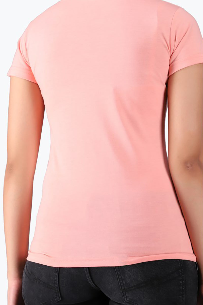 Basic Logo Print Peach T-Shirt