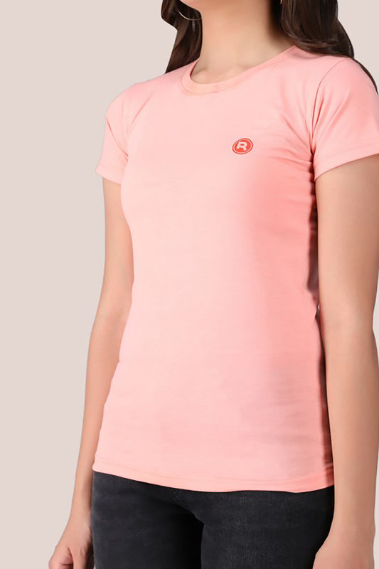Basic Logo Print Peach T-Shirt
