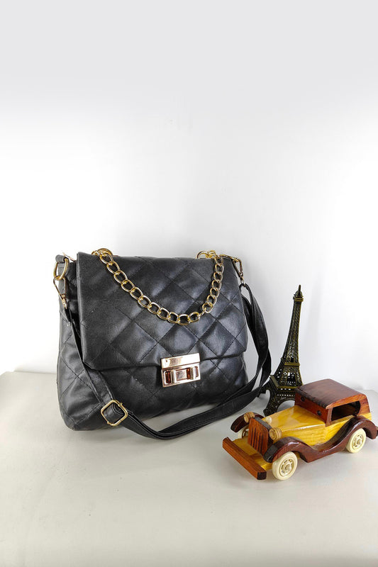 Quilted Leather Crossbody Black Bag