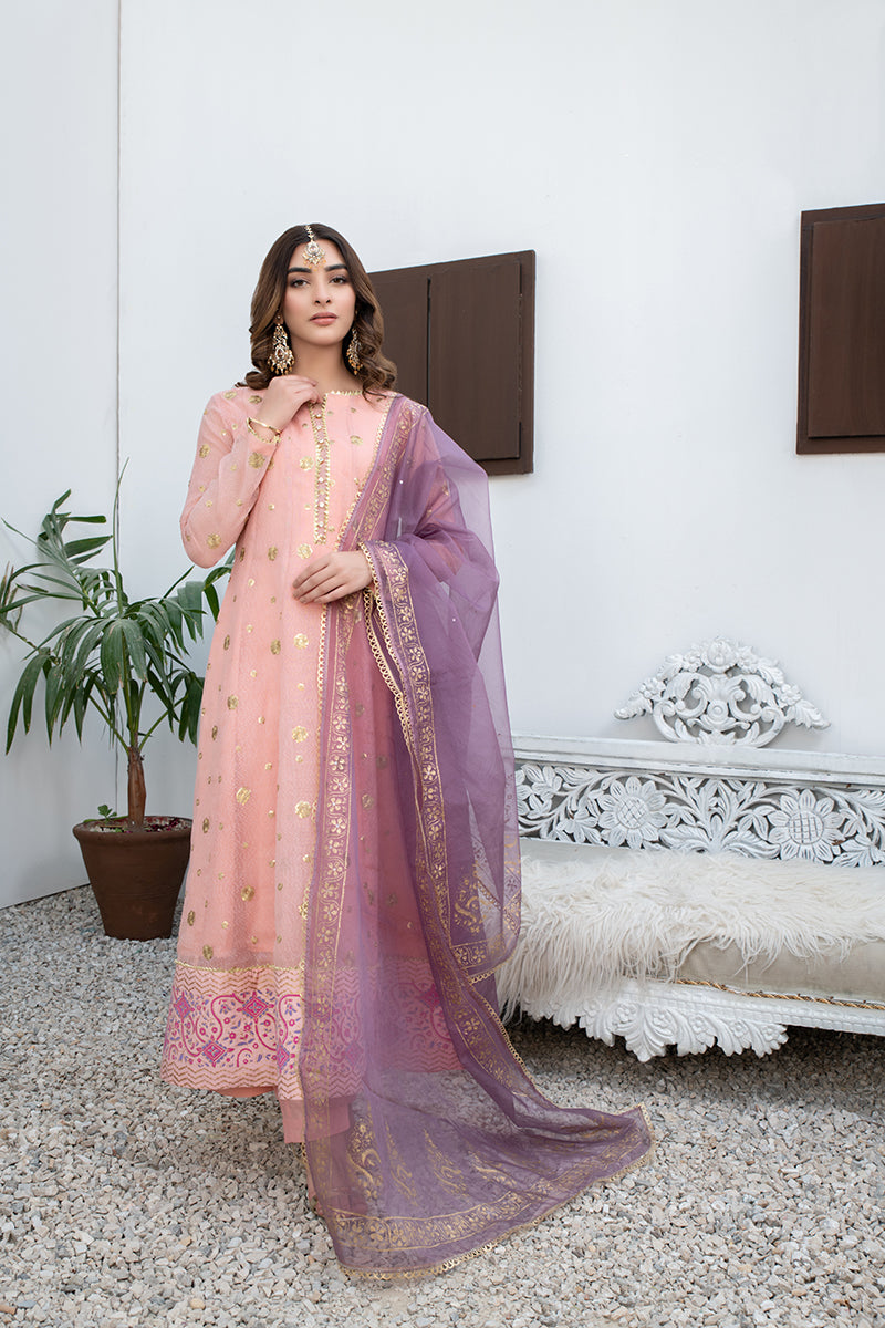 Festive 3 Piece Embroidered Printed Khaddi Cotton Pink Suit