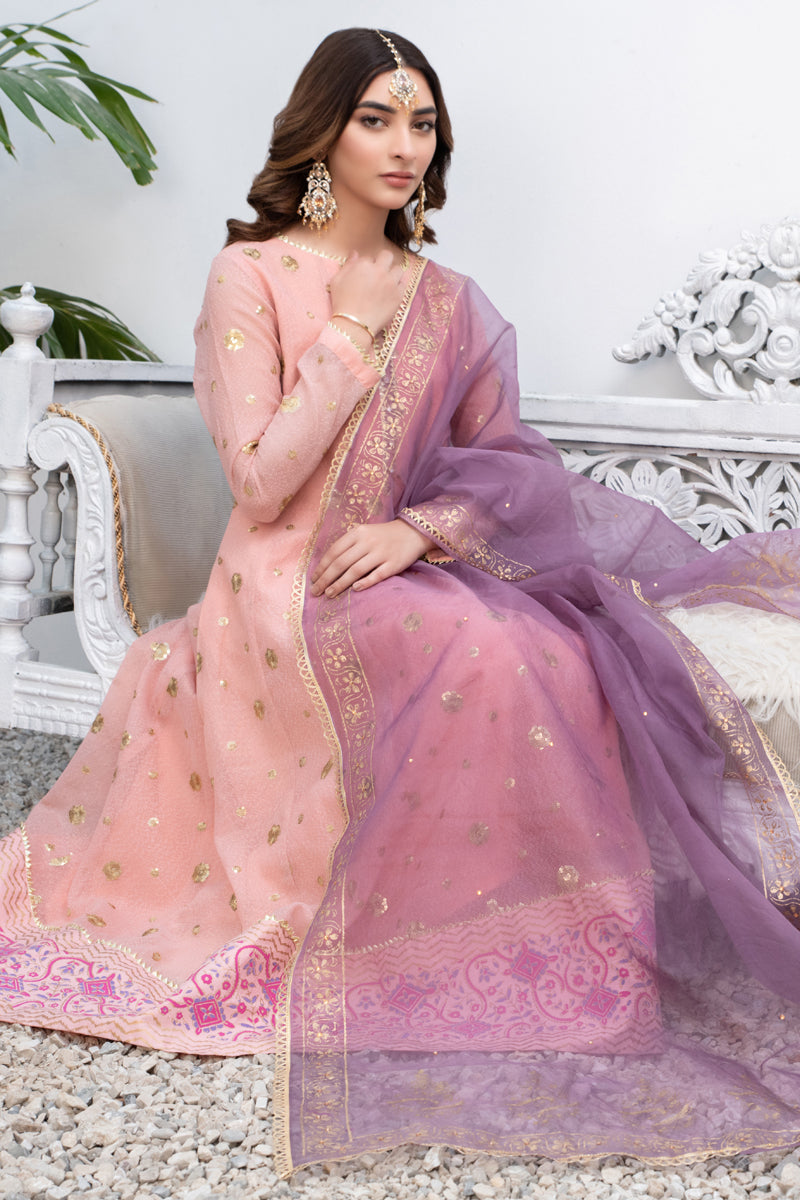 Festive 3 Piece Embroidered Printed Khaddi Cotton Pink Suit