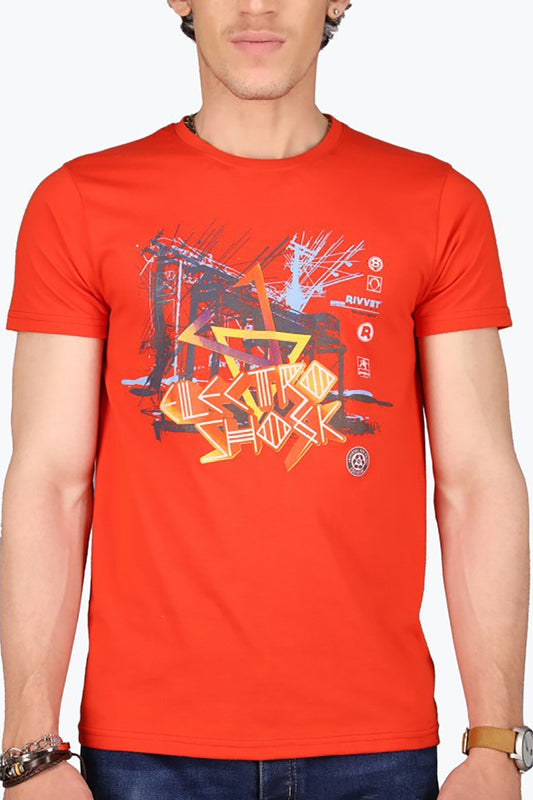 Electro Print Graphic Cotton T-Shirt