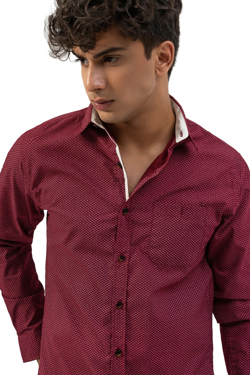Casual Shirt Regular Collar Maroon