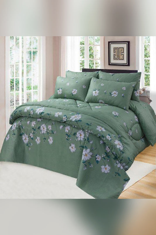 Greenish - 6 Pcs Summer Comforter Set (Light Filling)