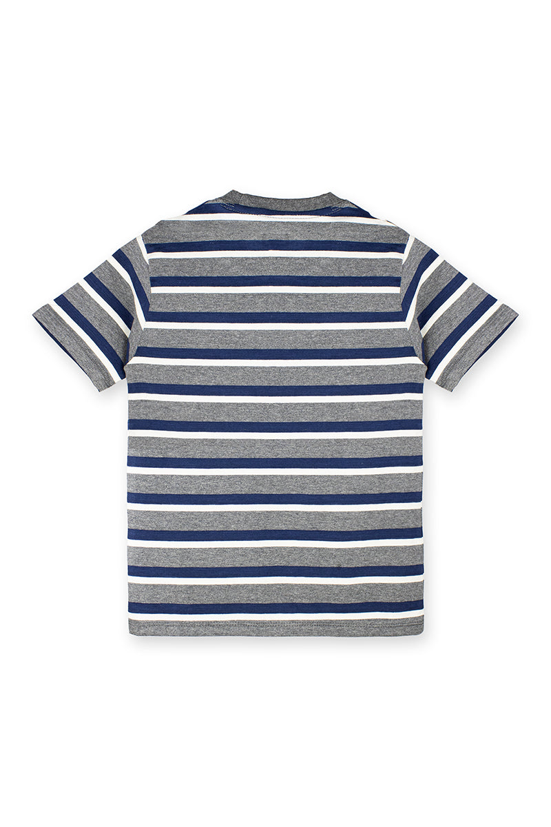 AllureP Kids T-Shirt H-S Navy Grey White Striped