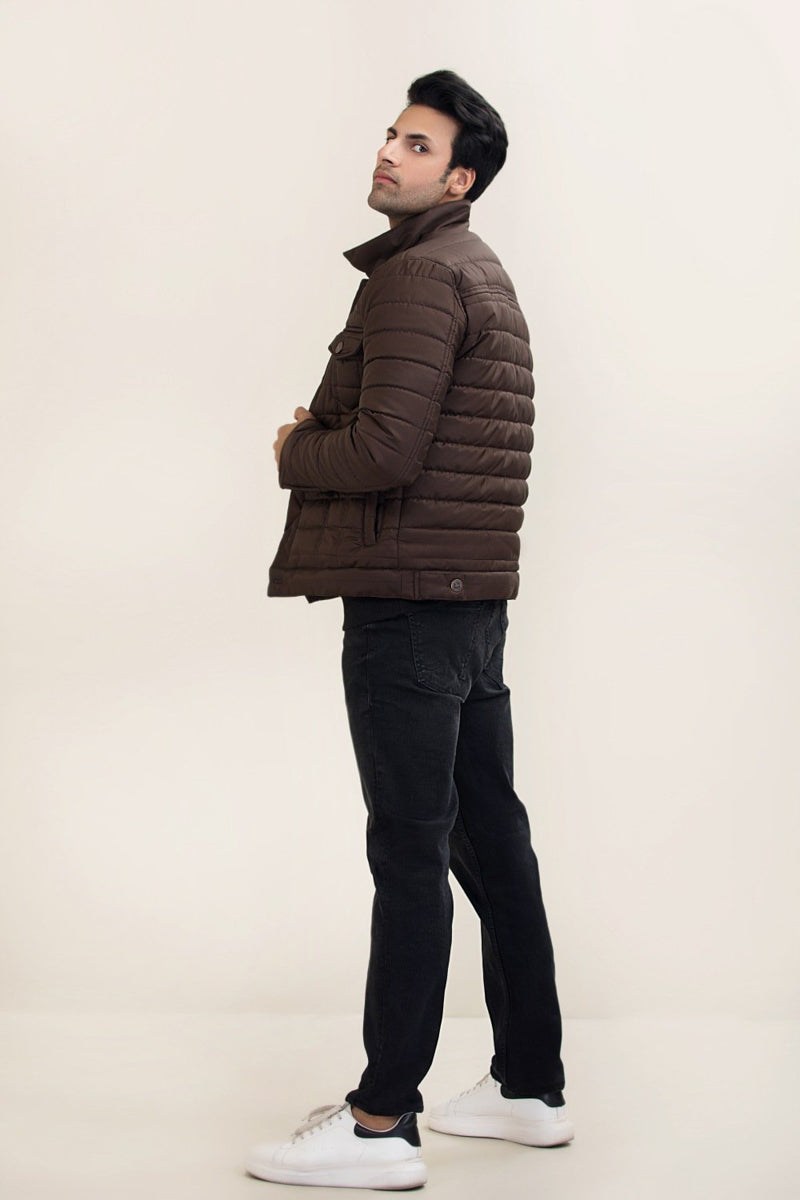 Biker Puffer Jacket With Front Pockets
