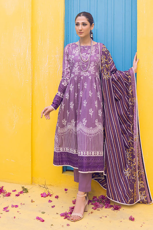Printed Lawn Shirt & Dupatta With Dyed Cambric Trouser (IP-00159A)