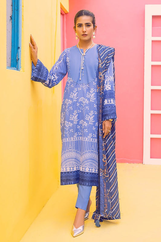 Printed Lawn Shirt & Dupatta With Dyed Cambric Trouser (IP-00159B)