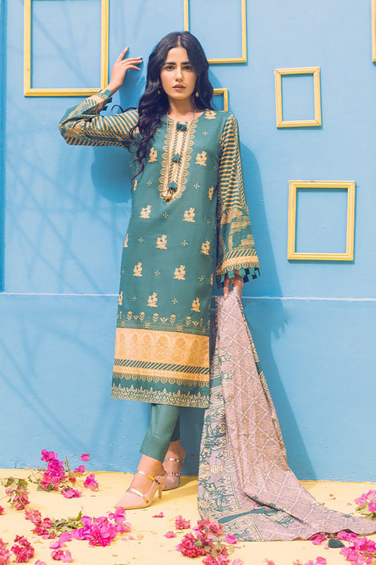 Printed Lawn Shirt & Dupatta With Dyed Cambric Trouser (IP-00163A)
