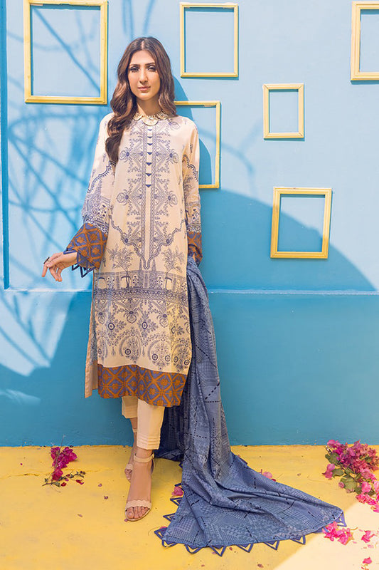 Printed Lawn Shirt & Dupatta With Dyed Cambric Trouser (IP-00164A)