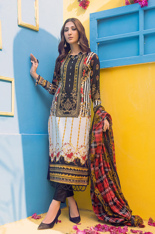 Printed Lawn Shirt & Dupatta With Dyed Cambric Trouser (IP-00165A)