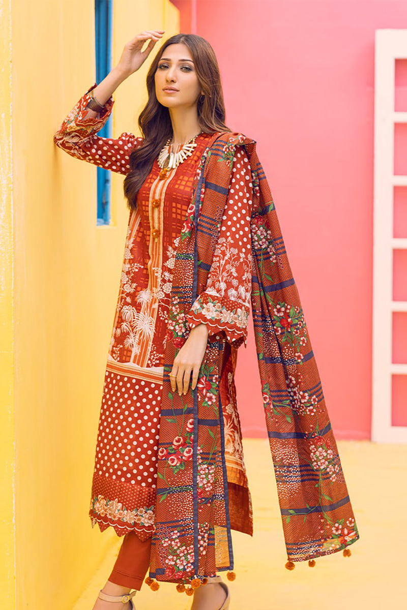 Printed Lawn Shirt & Dupatta With Dyed Cambric Trouser (IP-00166A)