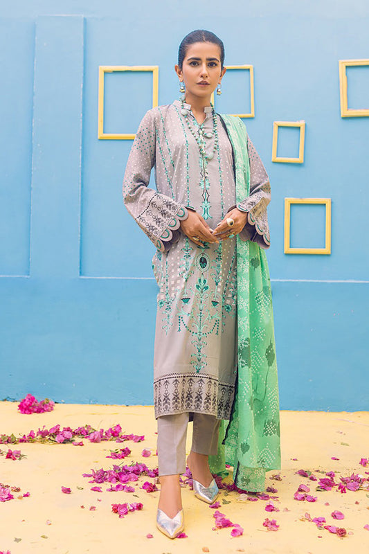 Printed Lawn Shirt & Dupatta With Dyed Cambric Trouser (IP-00168B)