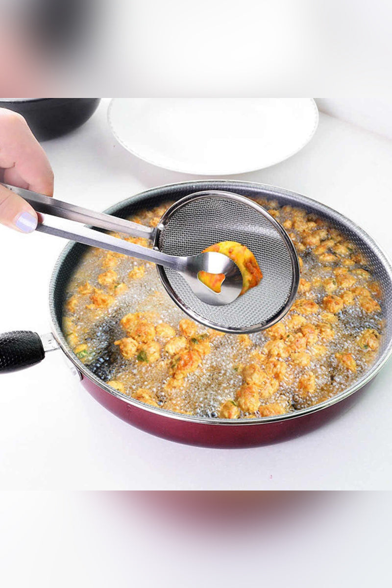 Stainless Steel Frying Holder Tong With Strainer