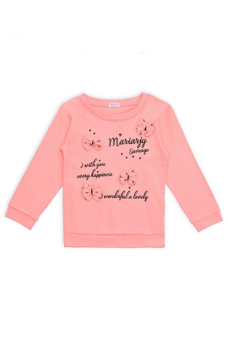 Baby Pink Bow Design T-Shirt With Bottom