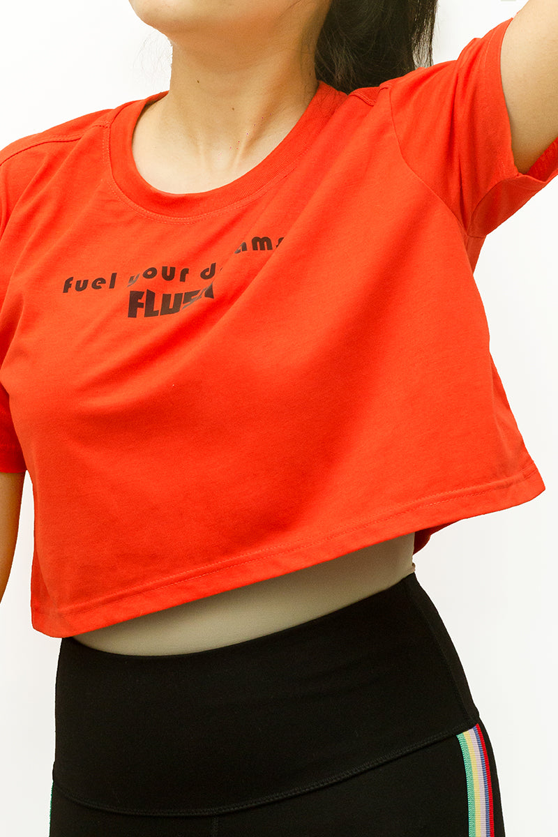 Flush Women’s Yoga Crop Top Loose Fit Cotton Workout Short Sleeve Running Athletic Yoga Top Orange