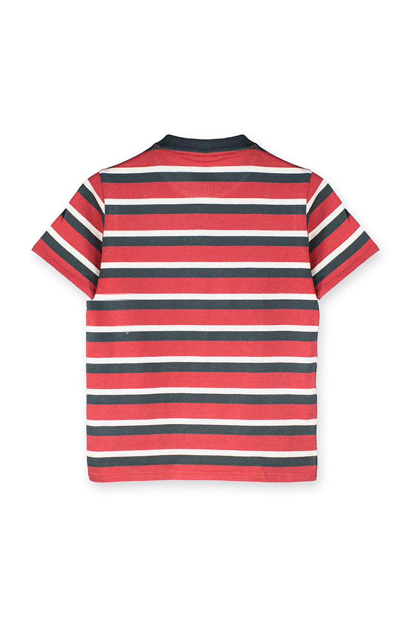 AllureP Kids T-Shirt H-S Red Grey White Striped