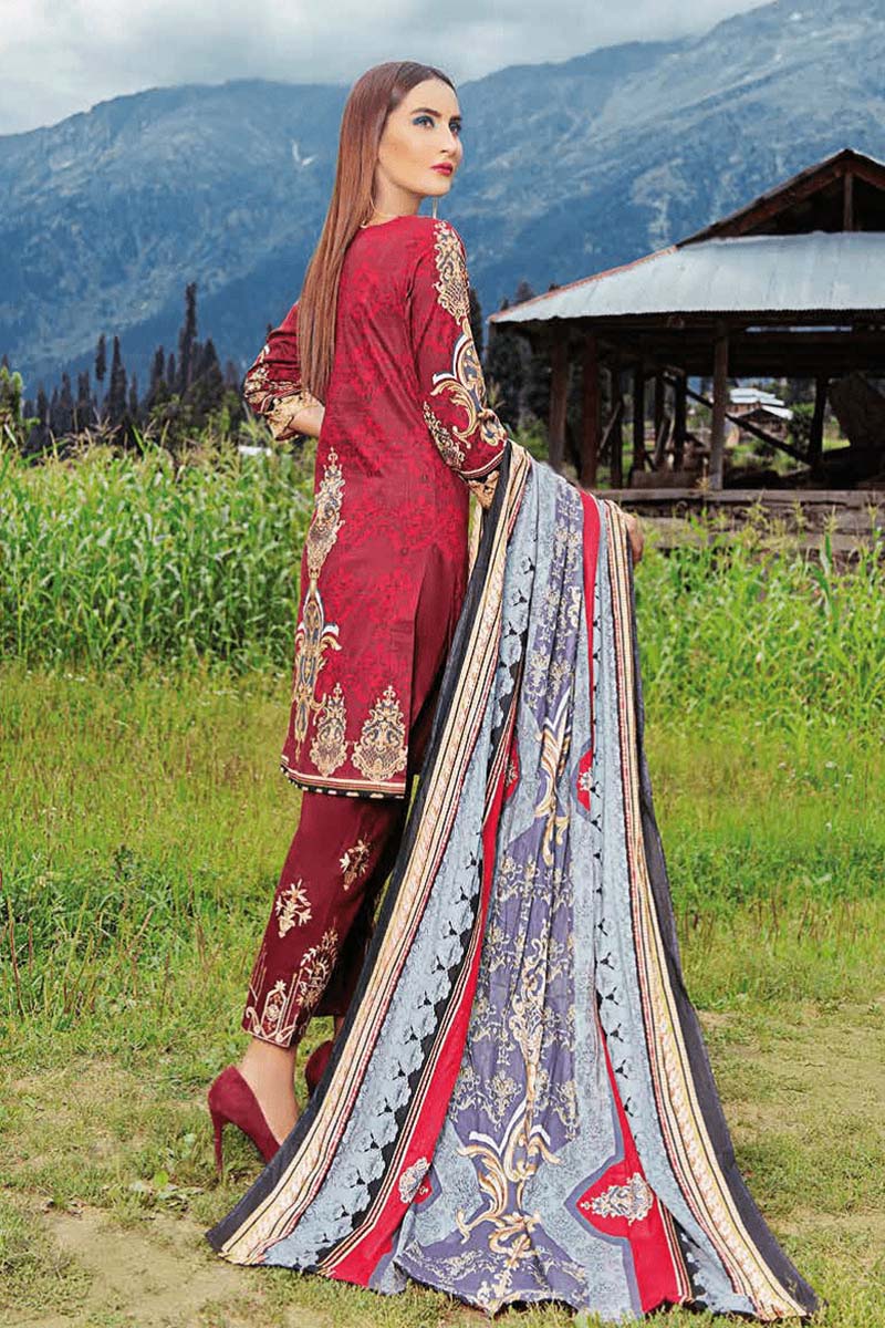 3Pc Unstitched Embroidered Lawn Z-001