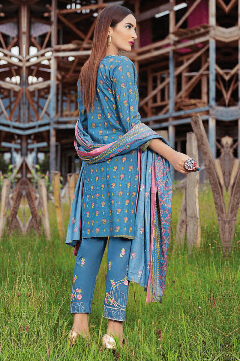 3Pc Unstitched Embroidered Lawn Z-005