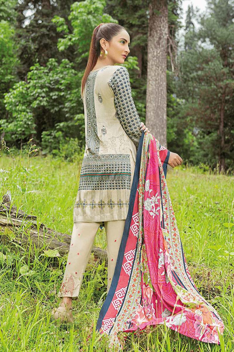 3Pc Unstitched Embroidered Lawn Z-008