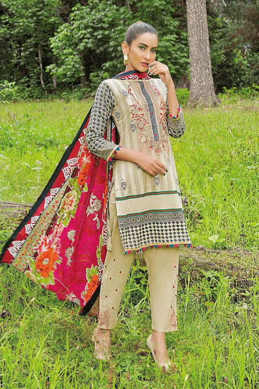 3Pc Unstitched Embroidered Lawn Z-008