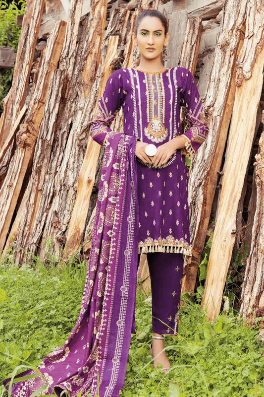 3Pc Unstitched Embroidered Lawn Z-011