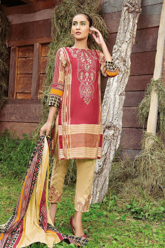 3Pc Unstitched Embroidered Lawn Z-012