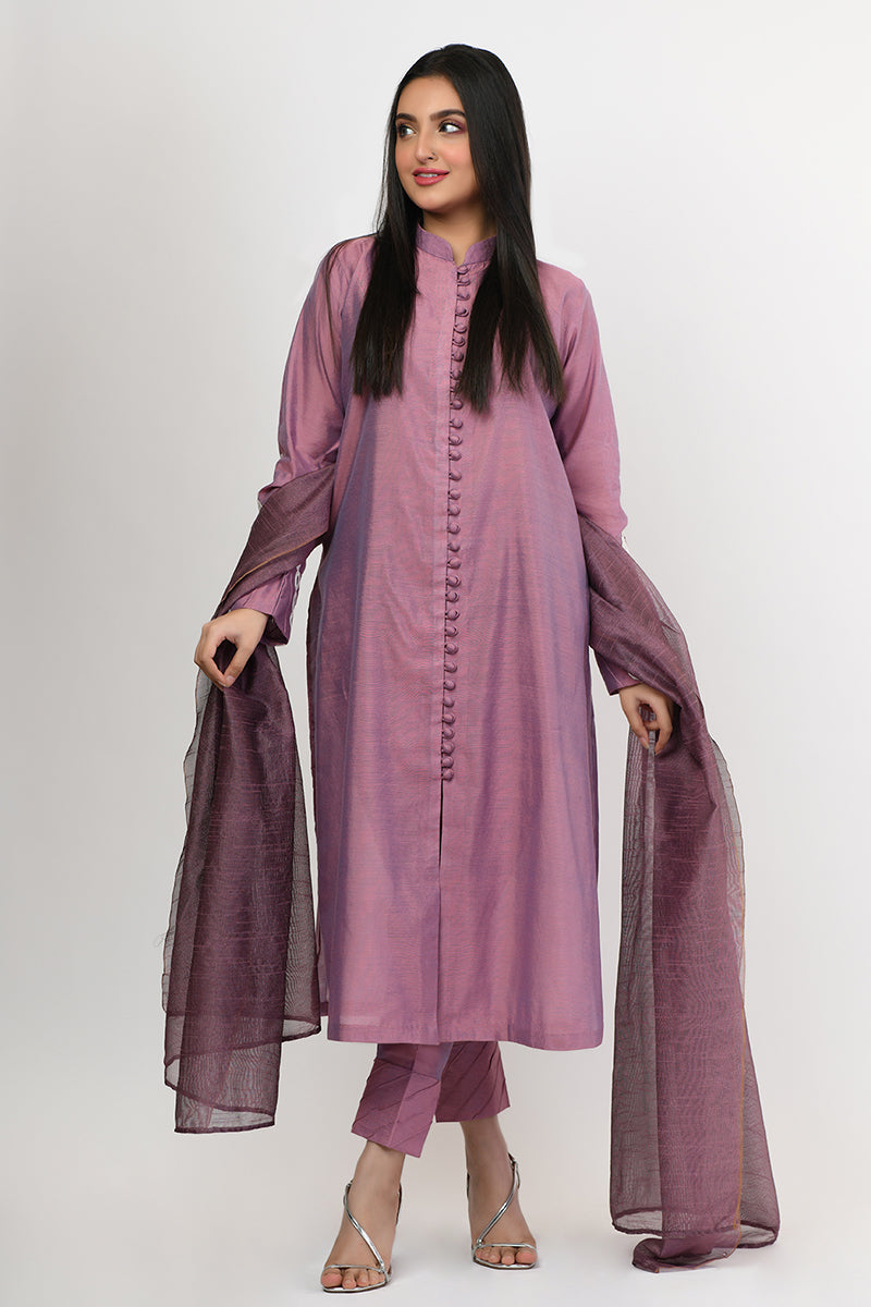 Pret Wear 3 Piece Embroidered Cotton Silk Onion Tea Pink Suit